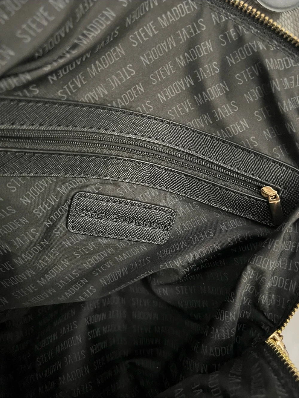 Steve Madden Black Dome Satchel with Gold Hardware